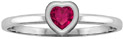 Silver Heart-Shaped Ruby Bezel-Set Ring