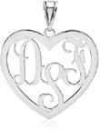 Heart Monogram Pendant, Sterling Silver