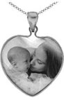 White Gold Mother of Pearl Black and White Photo Jewelry Pendant