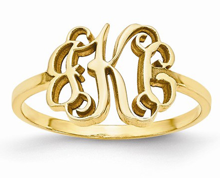 Ornate Monogram Ring in 10K Yellow Gold