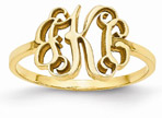 Ornamented Custom Monogram Ring in 14K Yellow Gold