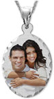 Sterling Silver Oval Color Photo Pendant with Diamond Cut Edges