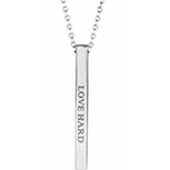 Personalized 4-Sided Vertical Bar Necklace 14K White Gold