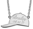 Personalized Baseball Cap Necklace in Sterling Silver