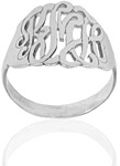 Filigree Monogram Initials Name Ring in Sterling Silver