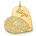 Personalized Fingerprint Heart Charm Pendant 14K Gold