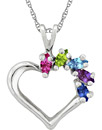 Personalized Marquise Gemstone Heart Necklace in White Gold