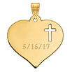 Personalized Heart Charm Pendant with Cross 14K Gold