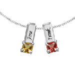 Personalized Mother's Necklace with 2 Birthstone Pendants in Sterling Silver