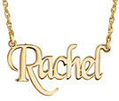 Gold Personalized Name Necklace with Stylish Block Font