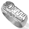 Personalized Name Plate Ring with Heart in Sterling Silver