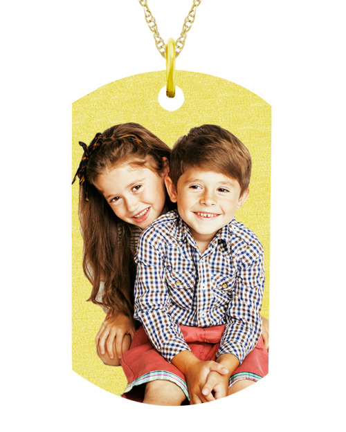 Personalized Dog Tag Photo Necklace in Gold