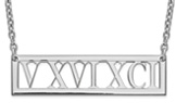 Personalized Roman Numeral Bar Necklace in Silver