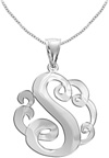 White Gold Personalized Single Initial Pendant Necklace