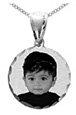 Round Black and White Picture Jewelry Pendant in Sterling Silver