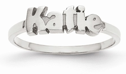 Personalized Polished Custom Name Ring, Sterling Silver