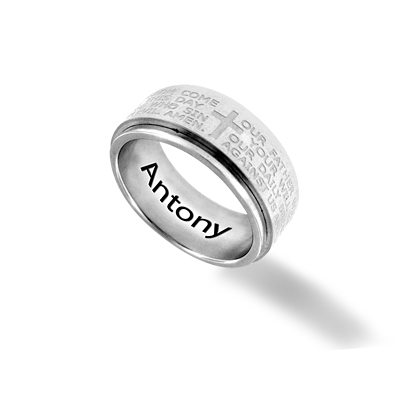 The Lord's Prayer Stainless Steel Spinner Ring with Engraving for Men