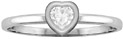 White Topaz Solitaire Heart-Shaped Bezel-Set Ring, White Gold