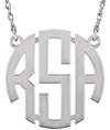 Women's Block Monogram Necklace, Sterling Silver