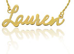 Yellow Gold Script Font Name Necklace, 