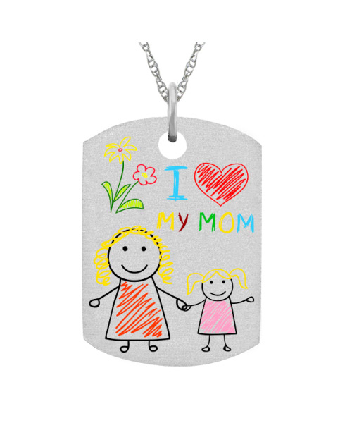 Your Kid's Art Dog Tag Necklace in Gold