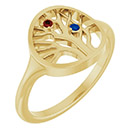 2-Stone Personalized Family Tree Gemstone Ring 14K Gold