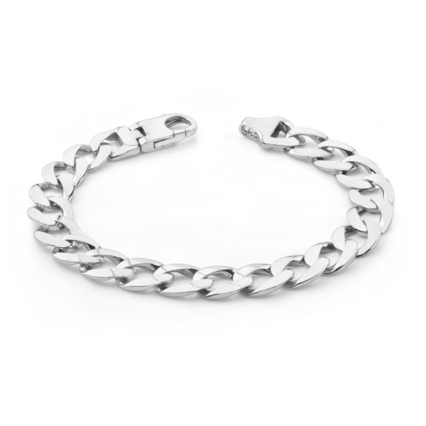 Platinum Handmade 10.5mm Curb Link Bracelet for Men