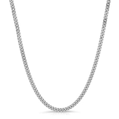 Platinum 2.7mm Curb Chain Link Necklace