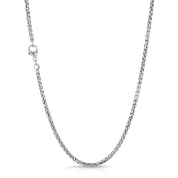 Platinum 3.2mm Round Box Chain Necklace