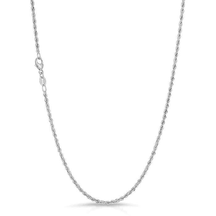 Platinum 2.2mm Italian Rope Chain Necklace