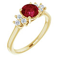 1.20 Carat Lab-Made Ruby & 6-Stone Diamond Ring in 14K Gold