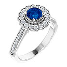 1 Carat Blue Sapphire and Diamond Halo Ring