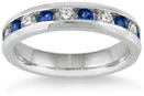 Sapphire and Diamond Channel Band, 14K White Gold