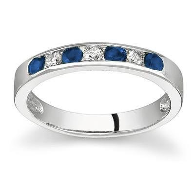 Sapphire and Diamond Stackable Channel Ring