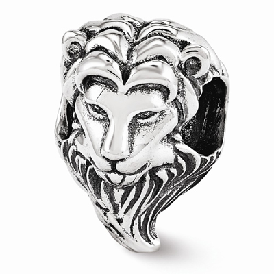 Lion Head Bead in Sterling Silver