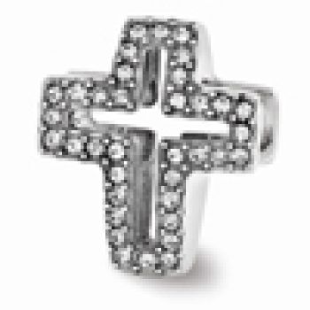 Swarovski Pave Open Cross Bead in Sterling Silver 2