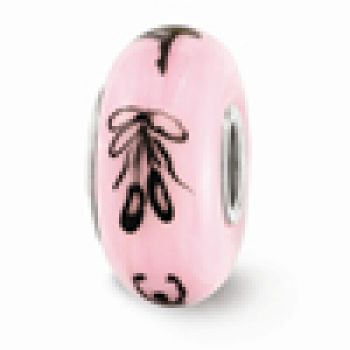 Pink Ballerina Glass Bead, Sterling Silver (Hand-Painted) 3