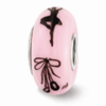 Pink Ballerina Glass Bead, Sterling Silver (Hand-Painted) 4