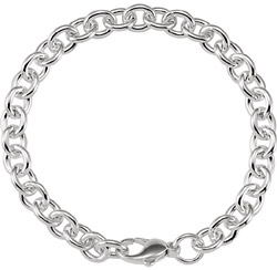Silver Cable Link Chain Charm Bracelet