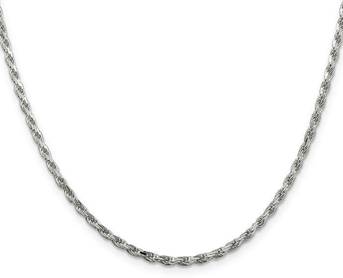 italian 2.5mm sterling silver diamond-cut rope chain necklace