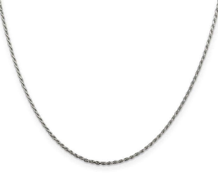 italian 1.5mm diamond-cut rope chain necklace sterling silver