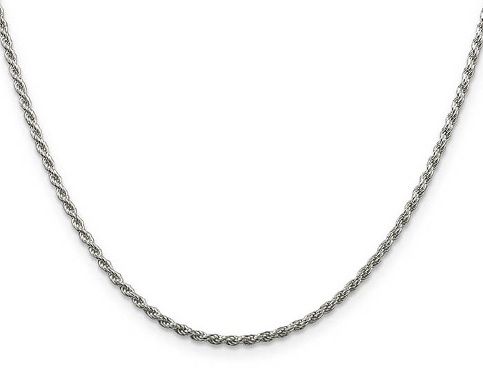 italian 2mm diamond-cut rope chain necklace sterling silver