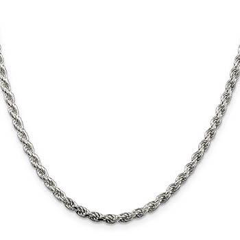 italian 3mm sterling silver rope chain necklace
