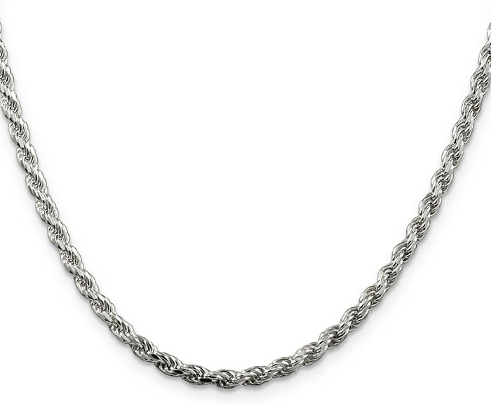 italian 3mm sterling silver rope chain necklace