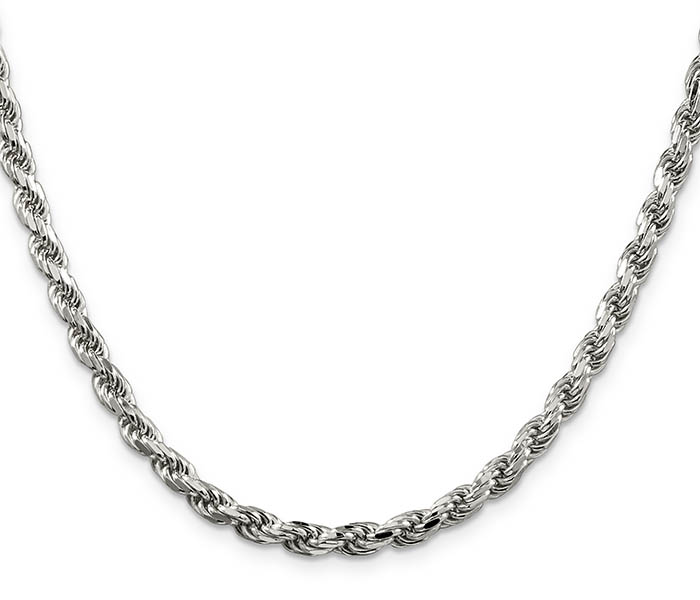 italian 5mm sterling silver rope chain necklace diamond-cut