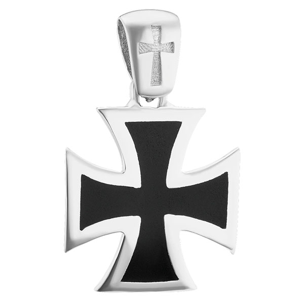 black enameled medieval patee cross pendant