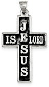 Jesus is Lord Antiqued Silver Cross Pendant