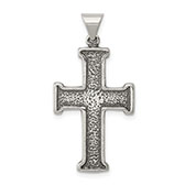rustic antiqued sterling silver cross pendant