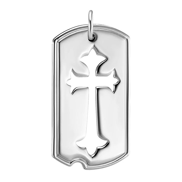 Sterling Silver Cross Dog Tag Necklace