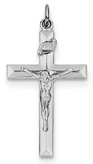 Beveled Crucifix Pendant, Sterling Silver